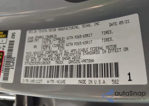 2021 Toyota Tacoma Trd Sport из США, поврежденный, VIN 5TFAZ5CN3MX108365